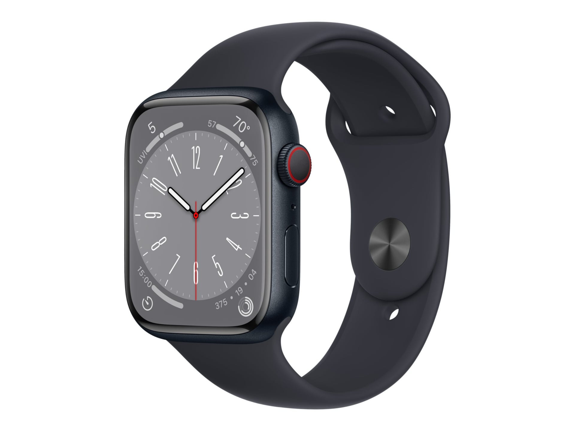 Apple Watch Series 8 (GPS + Cellular) - 45mm Midnight Aluminum Case with M/L Midnight Sport Band - 32 GB