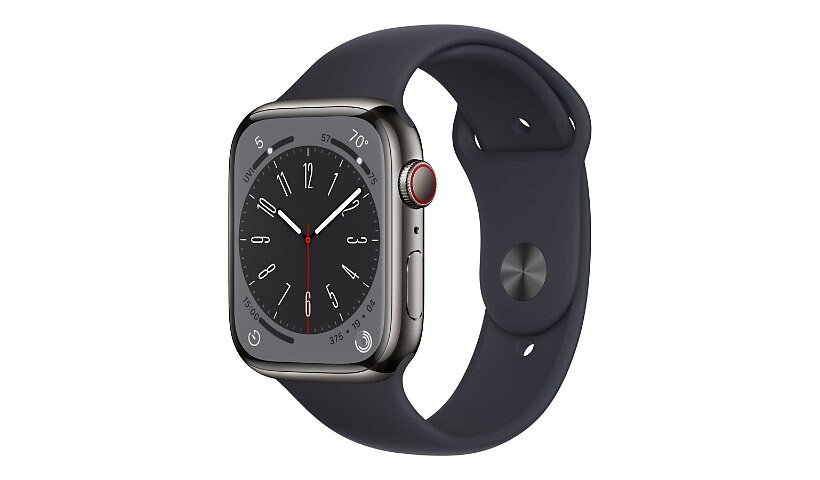 Apple Watch Series 8 (GPS + Cellular) - 45mm Graphite Stainless Steel with S/M Midnight Sport Band - 32 GB
