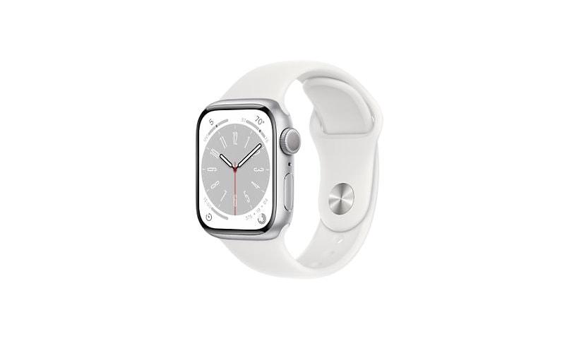 Apple Watch Series 8 (GPS) - silver aluminum - smart watch with sport band - white - 32 GB