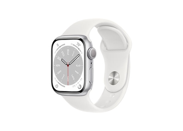 Tub dagboek Sociale wetenschappen Apple Watch Series 8 (GPS) - silver aluminum - smart watch with sport band  - white - 32 GB - MP6L3LL/A - Smartwatches - CDW.com