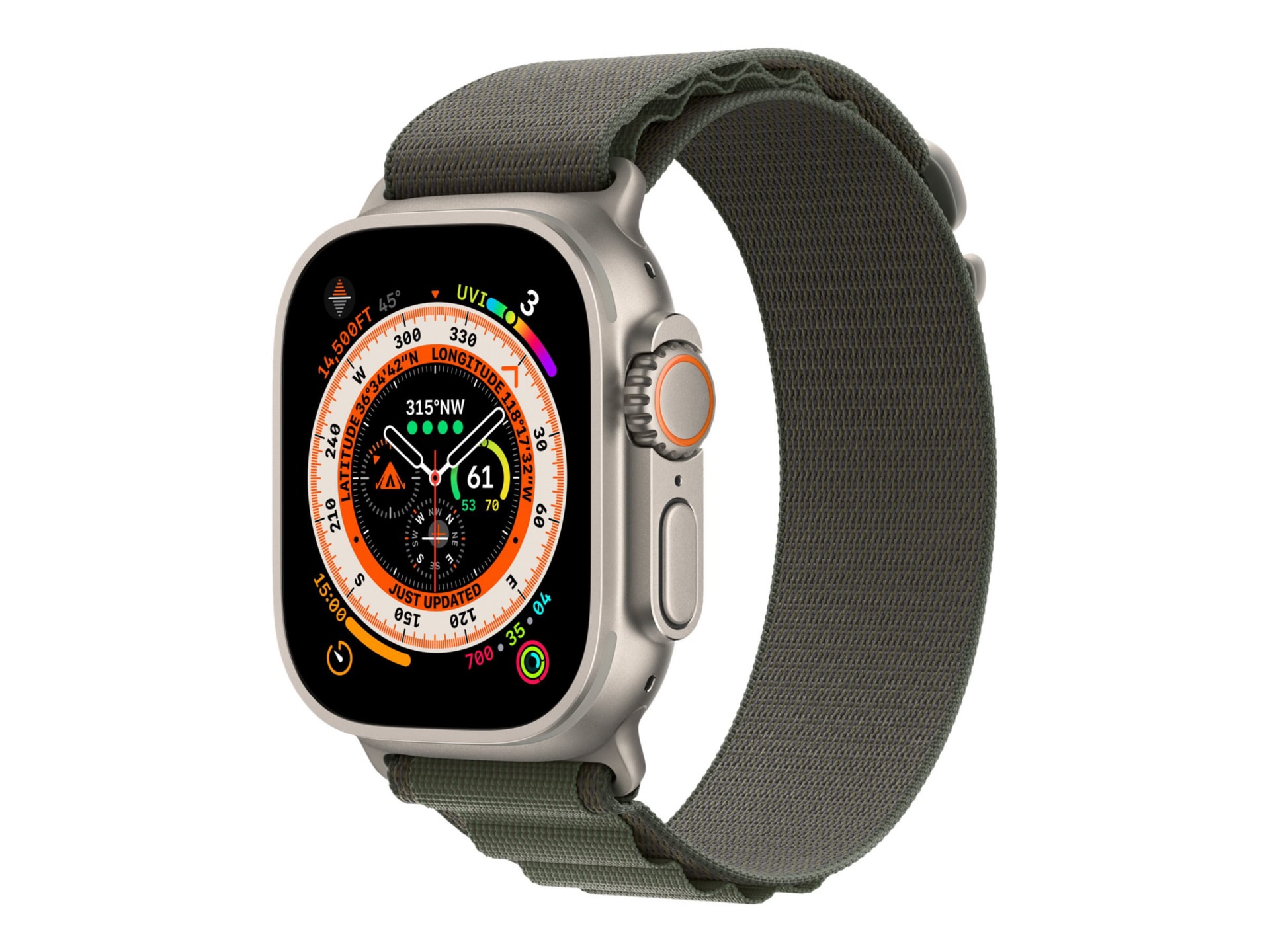 Apple Watch Ultra (GPS + Cellular) - 49mm Titanium Case with Medium Green Alpine Loop - 32 GB