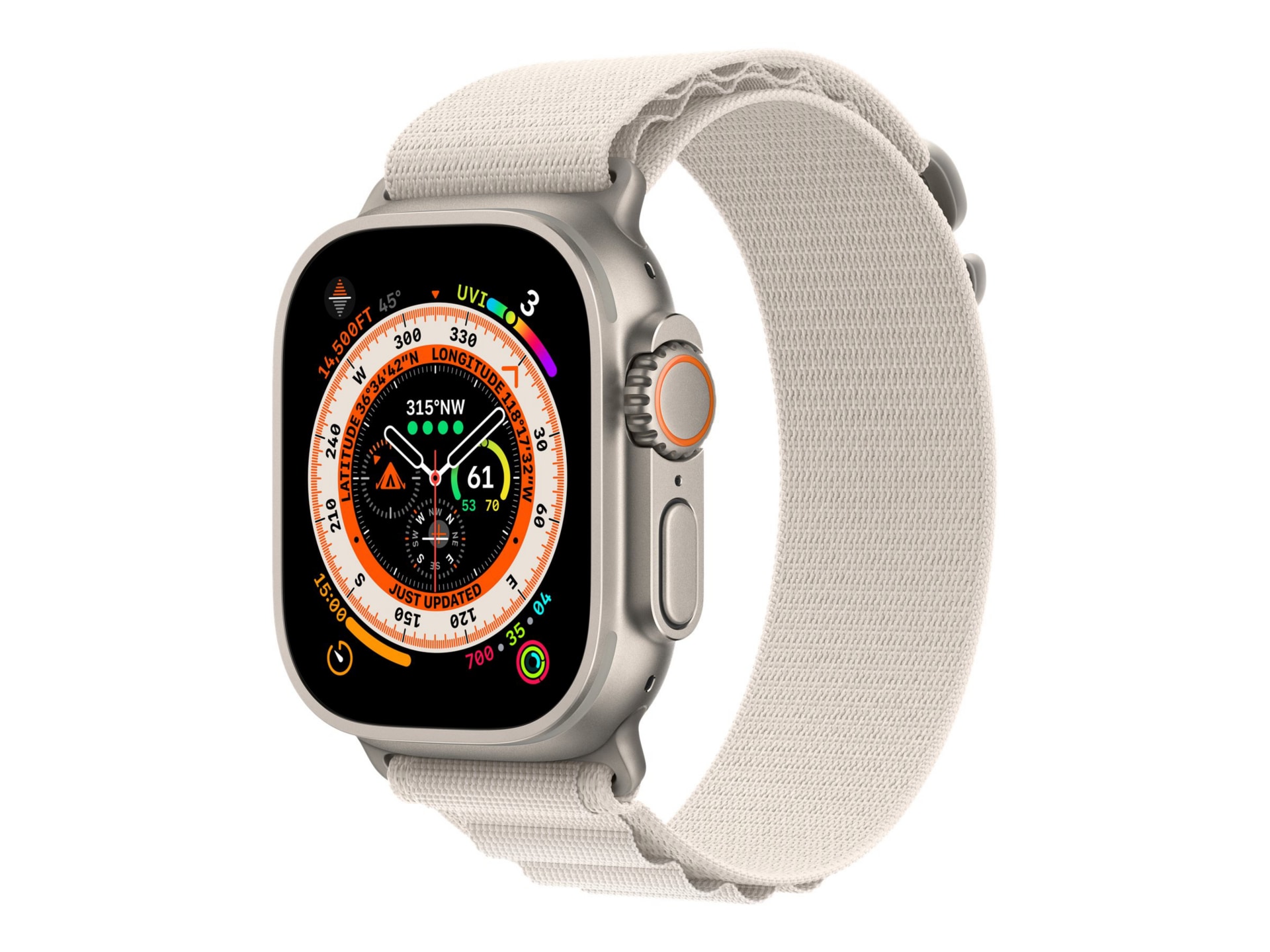 Apple Watch Ultra (GPS+Cell) 49mm Titanium Case w Small Starlight Alpine Lo
