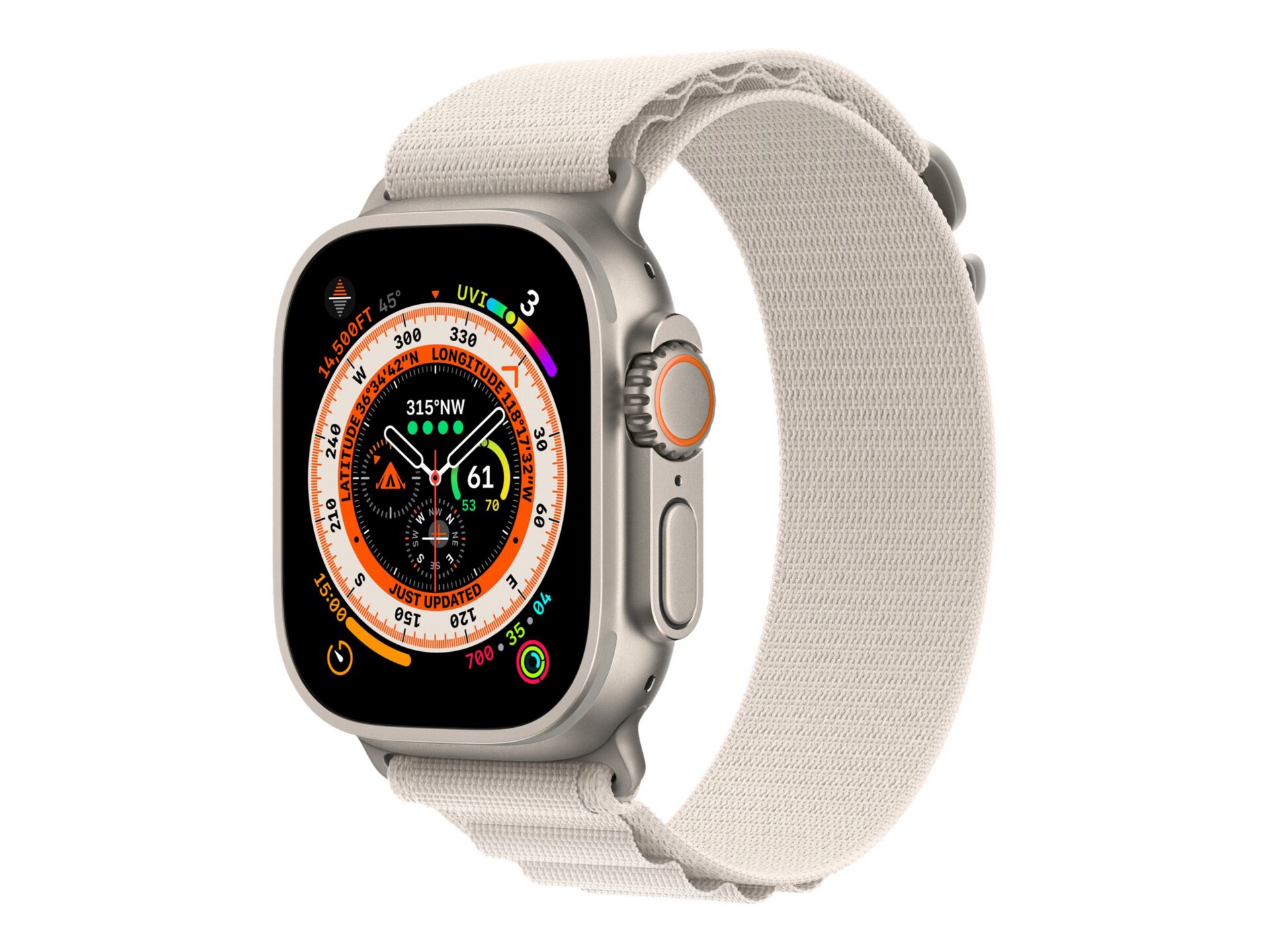 Apple Watch Ultra (GPS + Cellular) - 49mm Titanium Case with Large  Starlight Alpine Loop - 32 GB