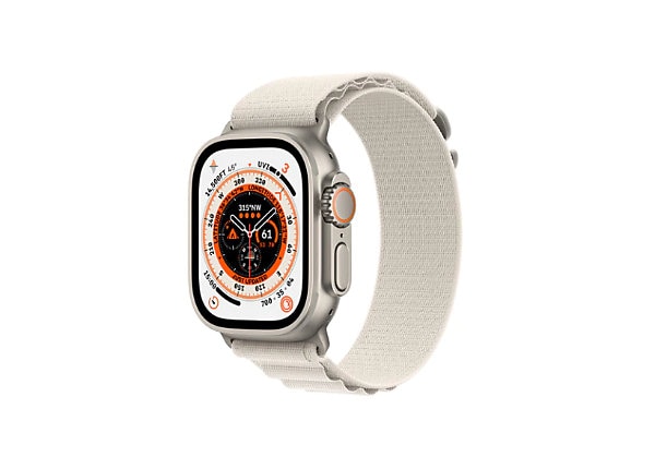 Apple Watch Ultra (GPS + Cellular) - 49mm Titanium Case with Large  Starlight Alpine Loop - 32 GB