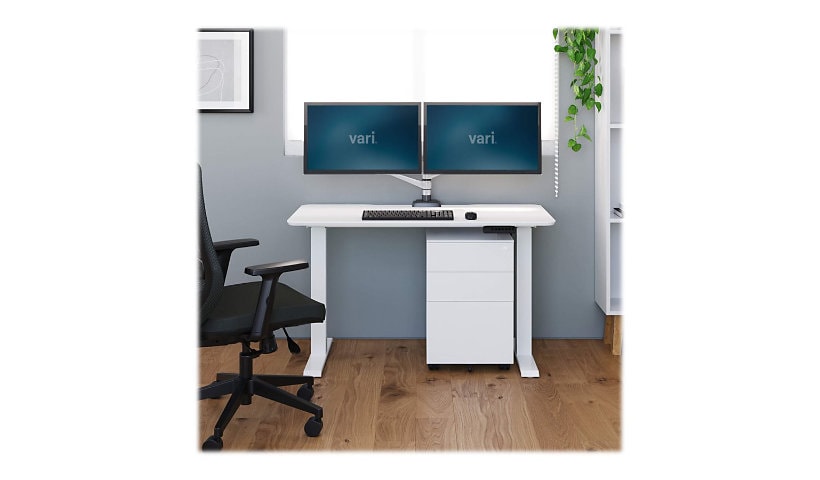 VARI - sit/standing desk - rectangular with contoured side - white