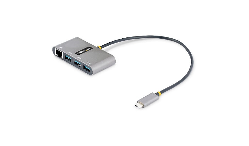StarTech.com 3-Port USB-C Hub with Ethernet 3x USB-A GbE USB 3.0 5Gbps Bus-Powered Portable