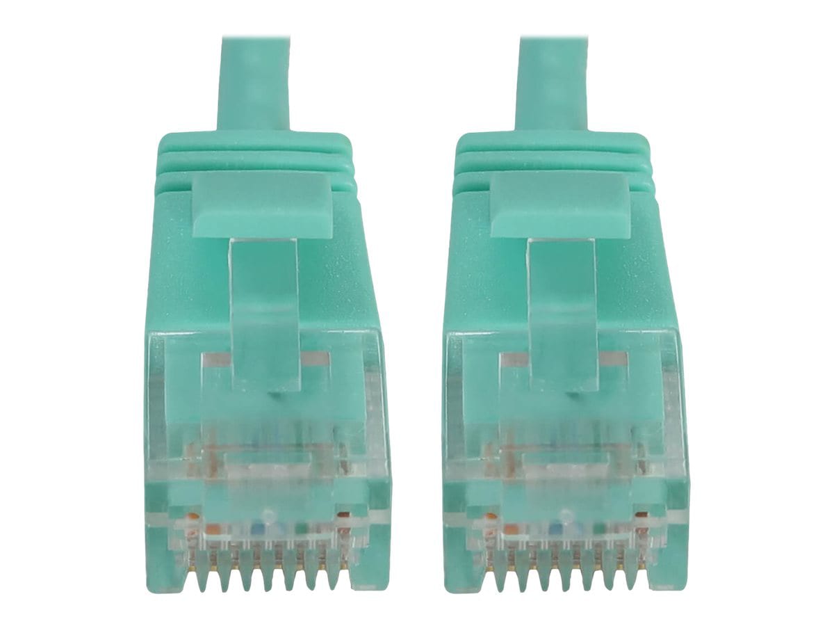 Eaton Tripp Lite Series Cat6a 10G Snagless Molded Slim UTP Ethernet Cable (RJ45 M/M), PoE, Aqua, 1 ft. (0.3 m) - network