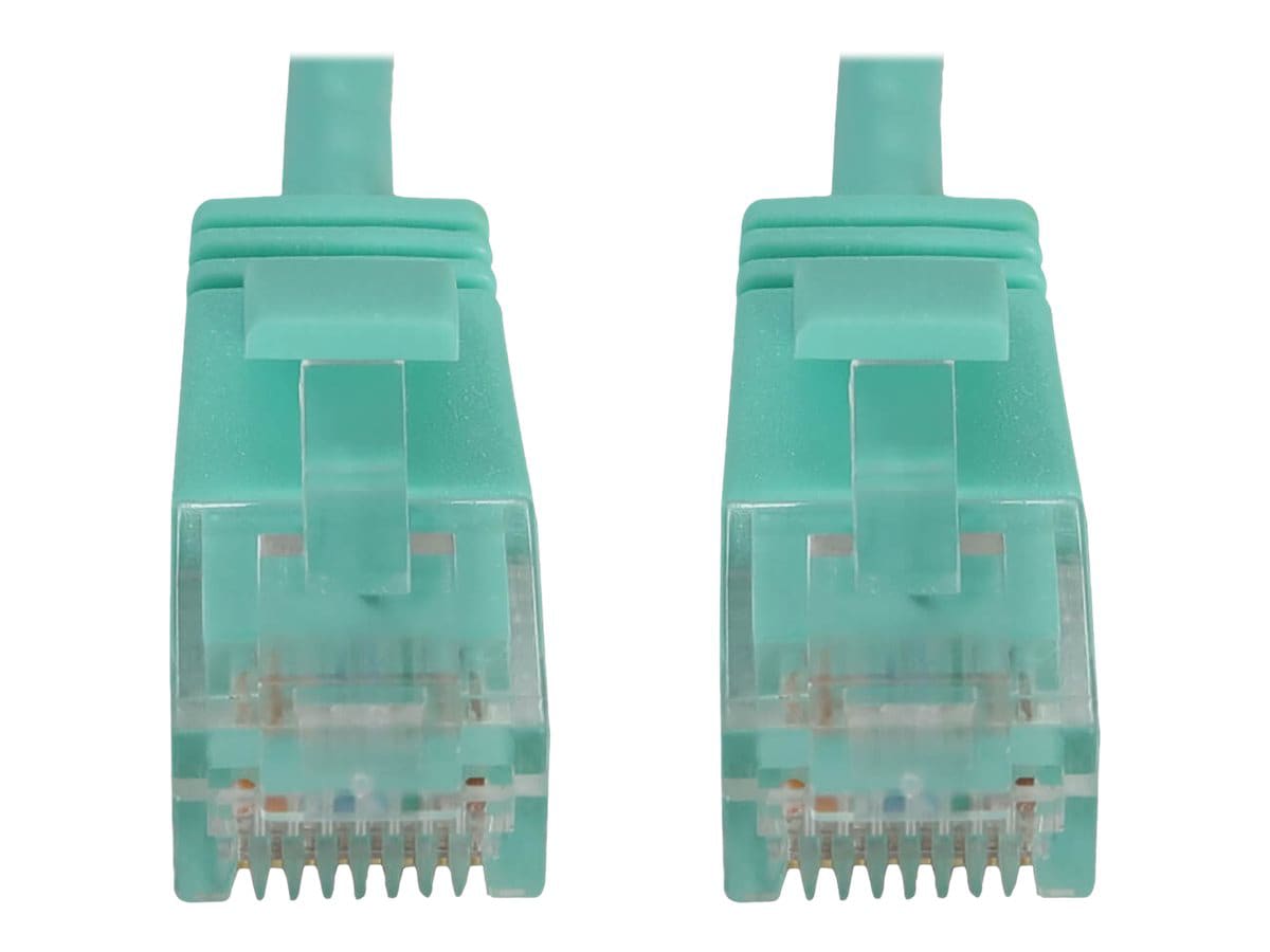 Eaton Tripp Lite Series Cat6a 10G Snagless Molded Slim UTP Ethernet Cable (RJ45 M/M), PoE, Aqua, 6 in. (15 cm) - network