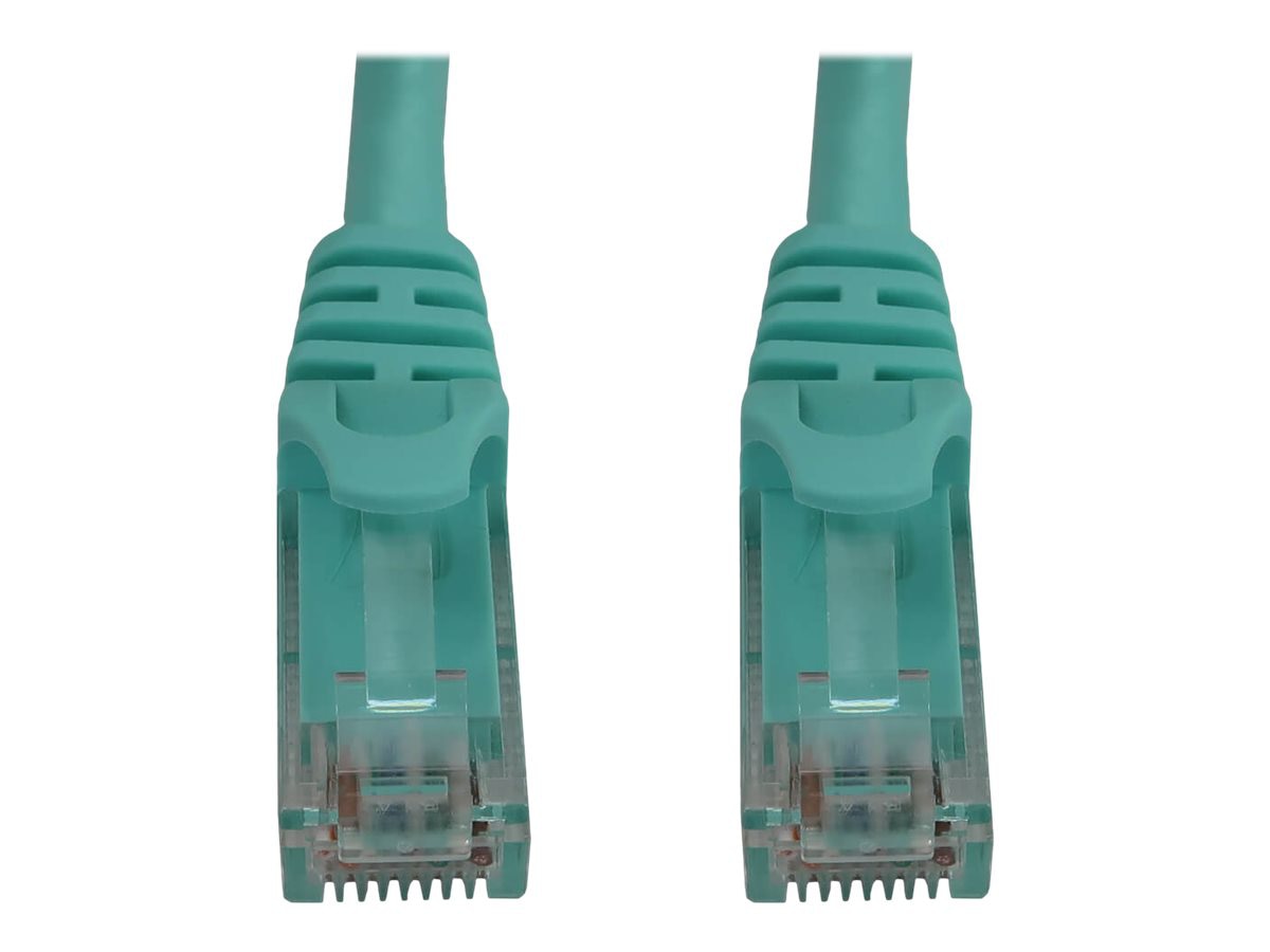 Eaton Tripp Lite Series Cat6a 10G Snagless Molded UTP Ethernet Cable (RJ45 M/M), PoE, Aqua, 1 ft. (0.3 m) - network