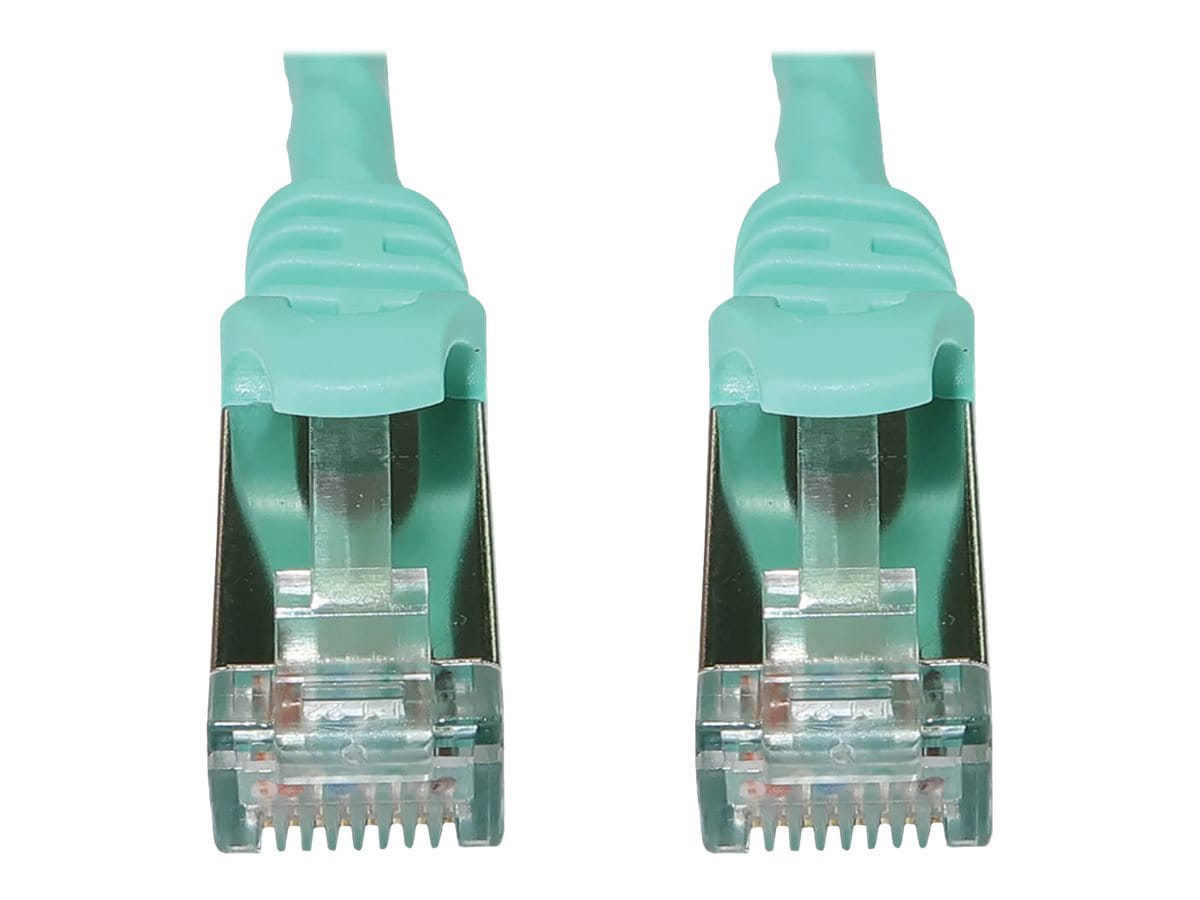 Eaton Tripp Lite Series Cat6a 10G Snagless Shielded Slim STP Ethernet Cable (RJ45 M/M), PoE, Aqua, 1 ft. (0.3 m) -