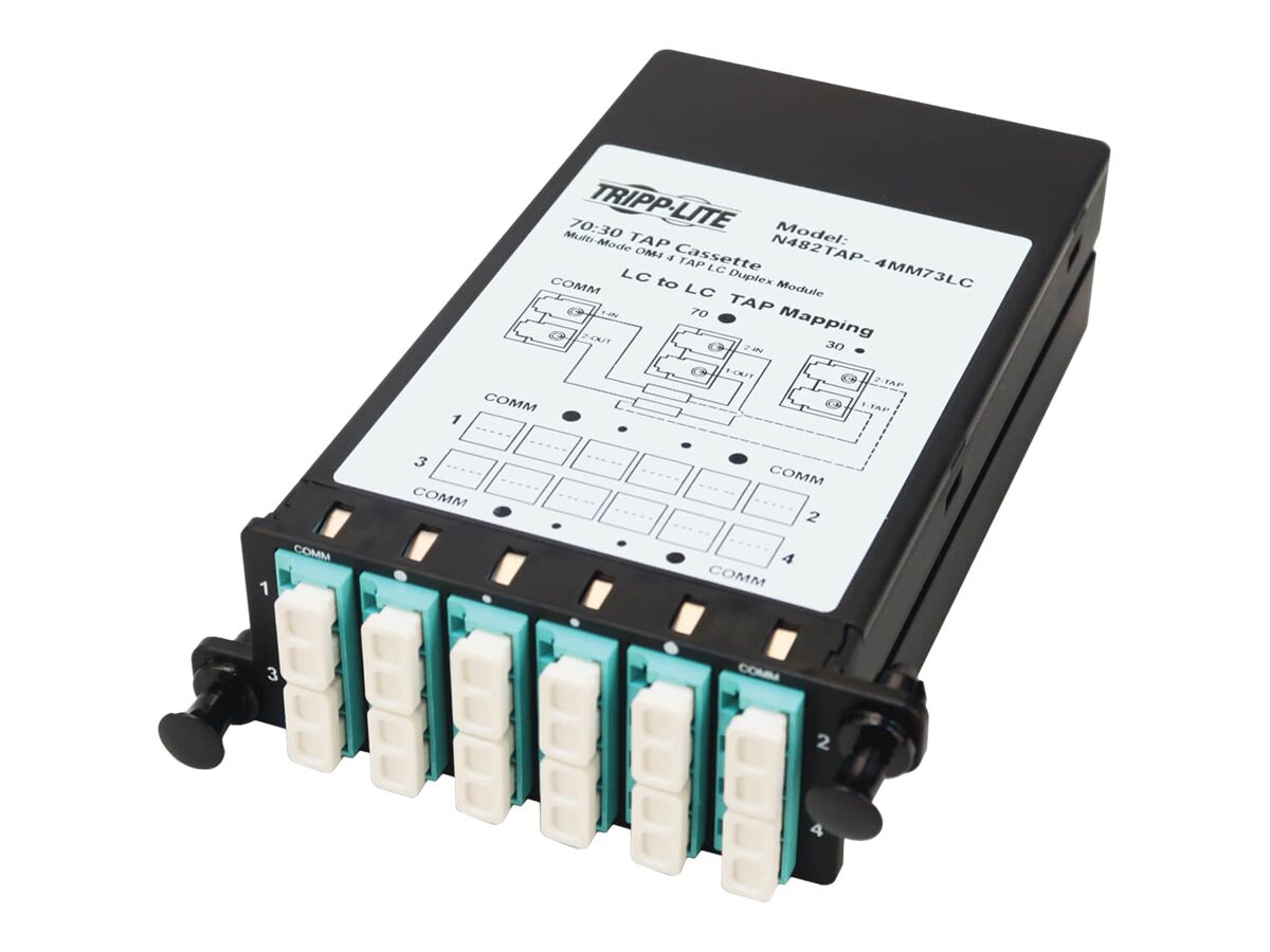 Tripp Lite Fiber TAP Cassette - Multimode, 4x Duplex LC, 70/30 Split ...