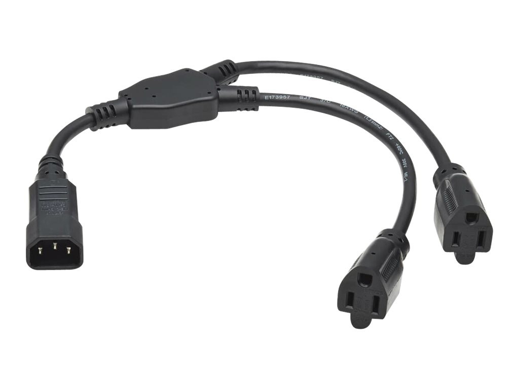 Eaton Tripp Lite Series Power Cord Y Splitter, C14 to 2x NEMA 5-15R - 13A, 125V, 16 AWG, 18 in. (46 cm), Black - power