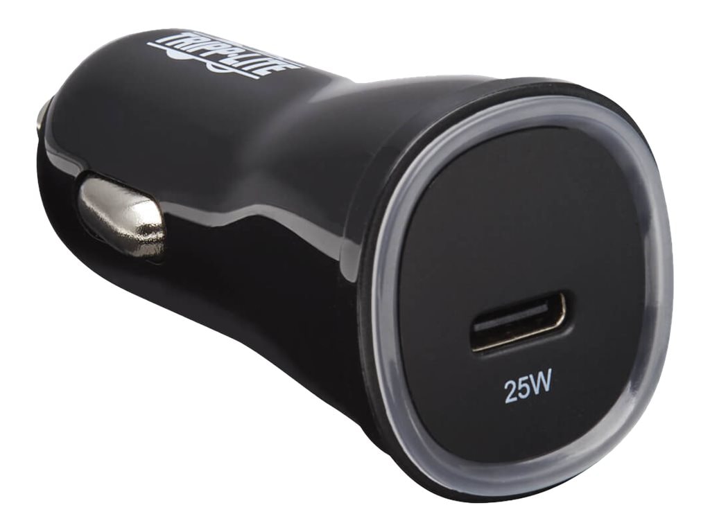 Tripp Lite USB Car Charger - 25W PD Charging, USB-C, Black car power adapter - 24 pin USB-C - 25 Watt