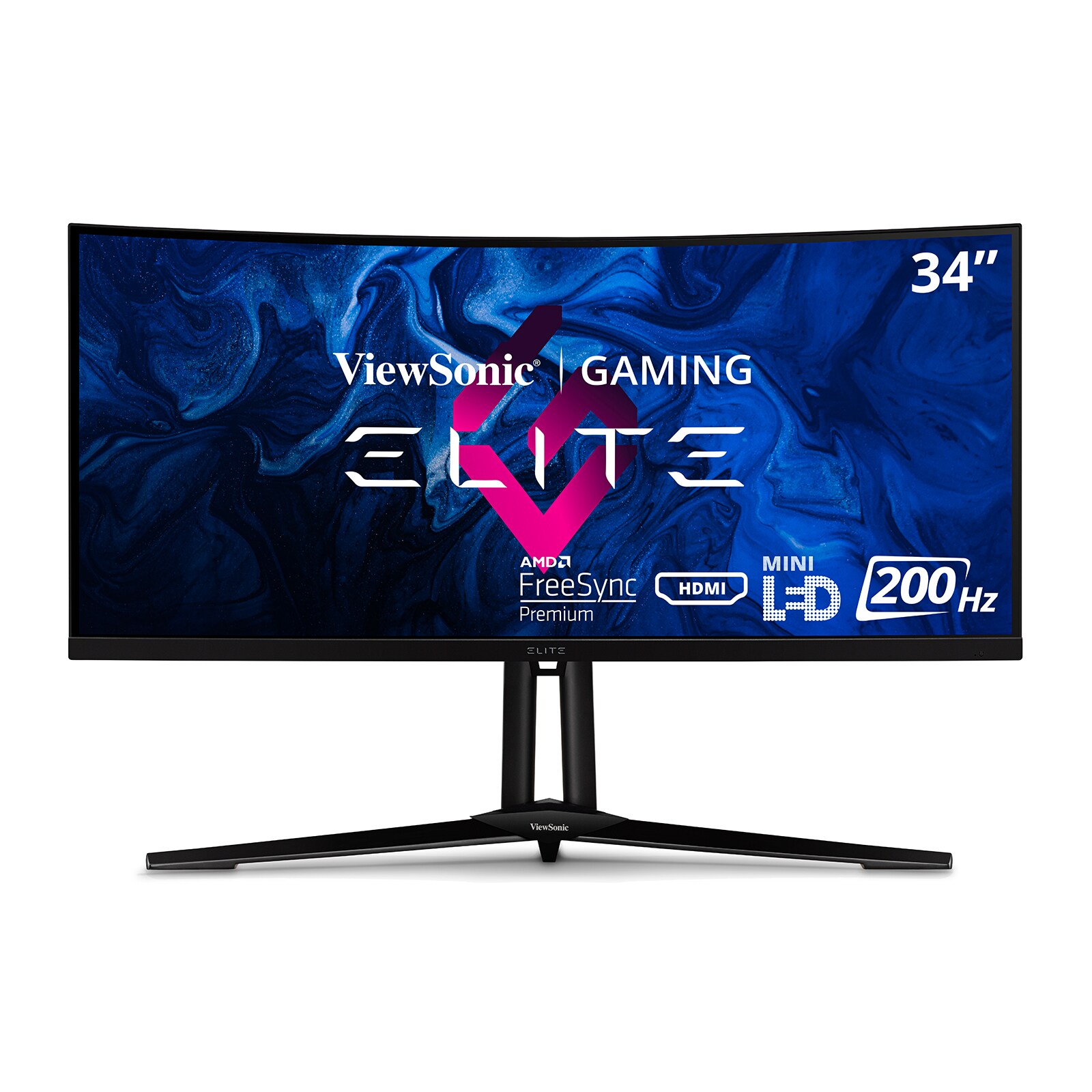 ViewSonic ELITE XG341C-2K - 1440p Curved Gaming Monitor with 1ms, 200Hz, Mini LED, HDMI 2.1, USB-C - 720 cd/m² - 34"