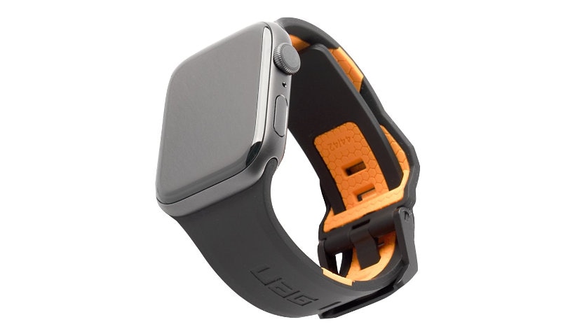 UAG Apple Watch Band 45mm/44mm/42mm, Series 7/6/5/4/3/2/1/SE - Civilian Black/Orange - bracelet de montre pour montre intelligente