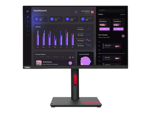  Lenovo ThinkVision T24i-20 24 Full HD WLED LCD Monitor - Raven  Black in-Plane Switching (IPS) Technology - 1920 x 1080 - HDMI - VGA -  DisplayPort - USB Hub HDMI : Electronics