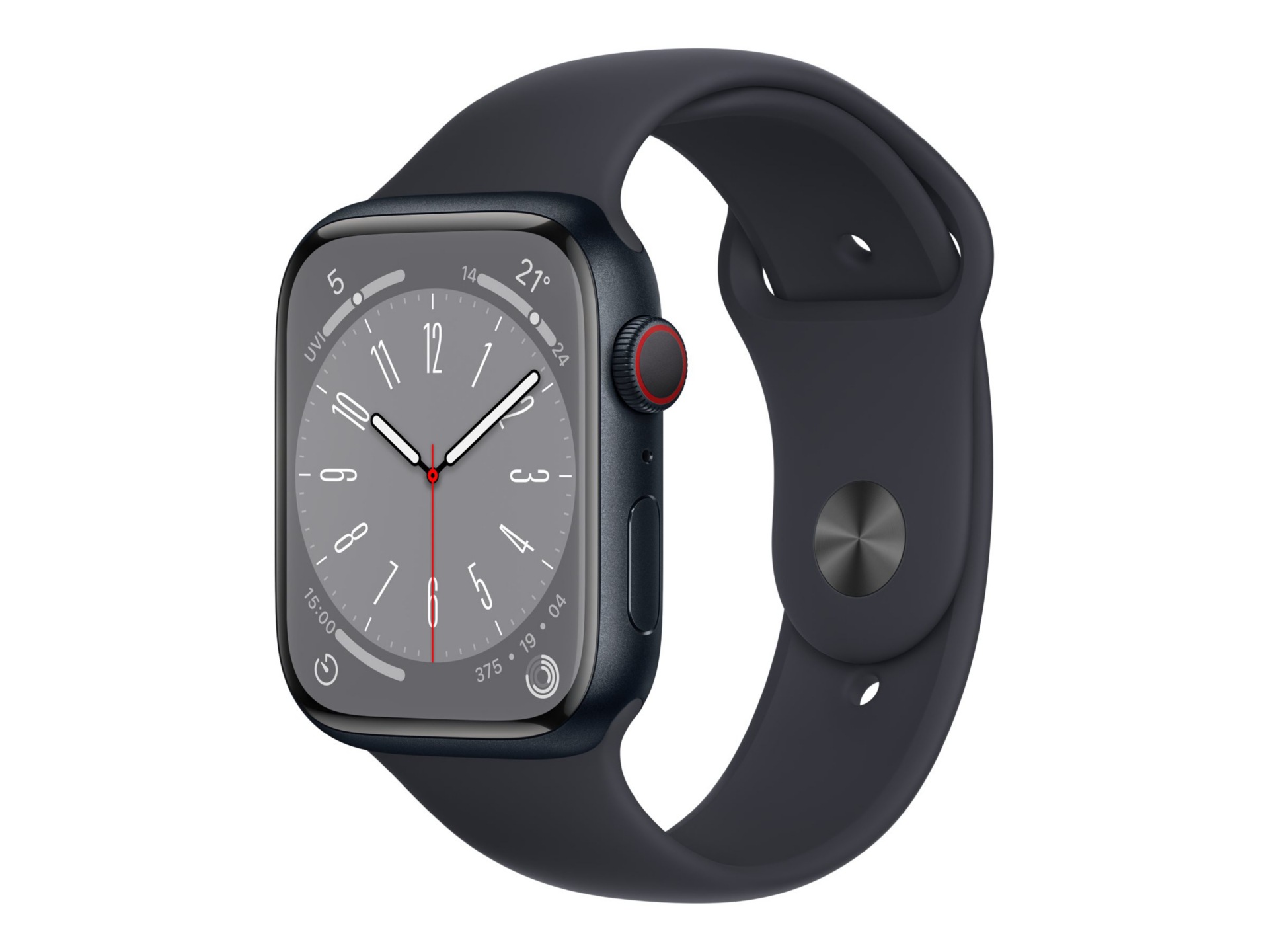 Apple Watch Series 8 (GPS + Cellular) - midnight aluminum - smart watch with sport band - midnight - 32 GB