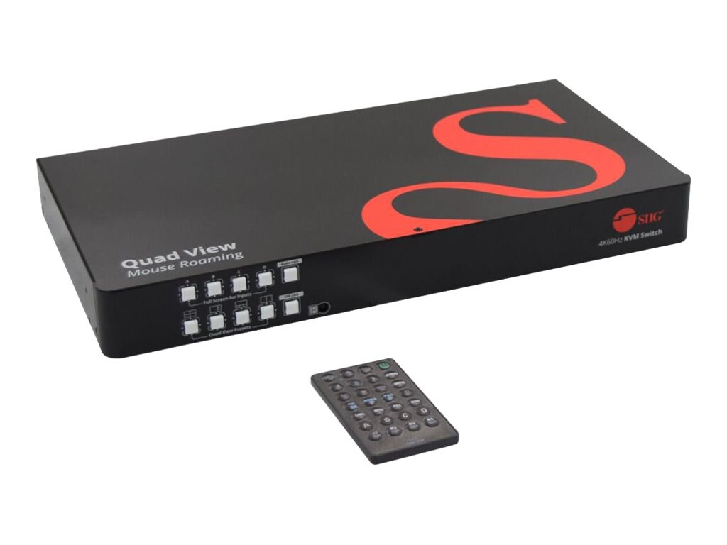 SIIG 4K60Hz Quad-View HDMI Mouse Roaming KVM Processor - video/audio/USB switch - 4 ports - TAA Compliant