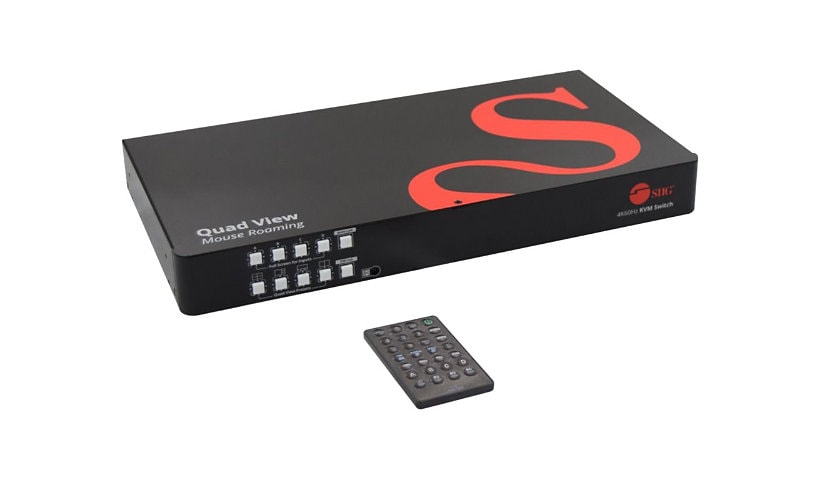 SIIG 4K60Hz Quad-View HDMI Mouse Roaming KVM Processor - video/audio/USB switch - 4 ports - TAA Compliant