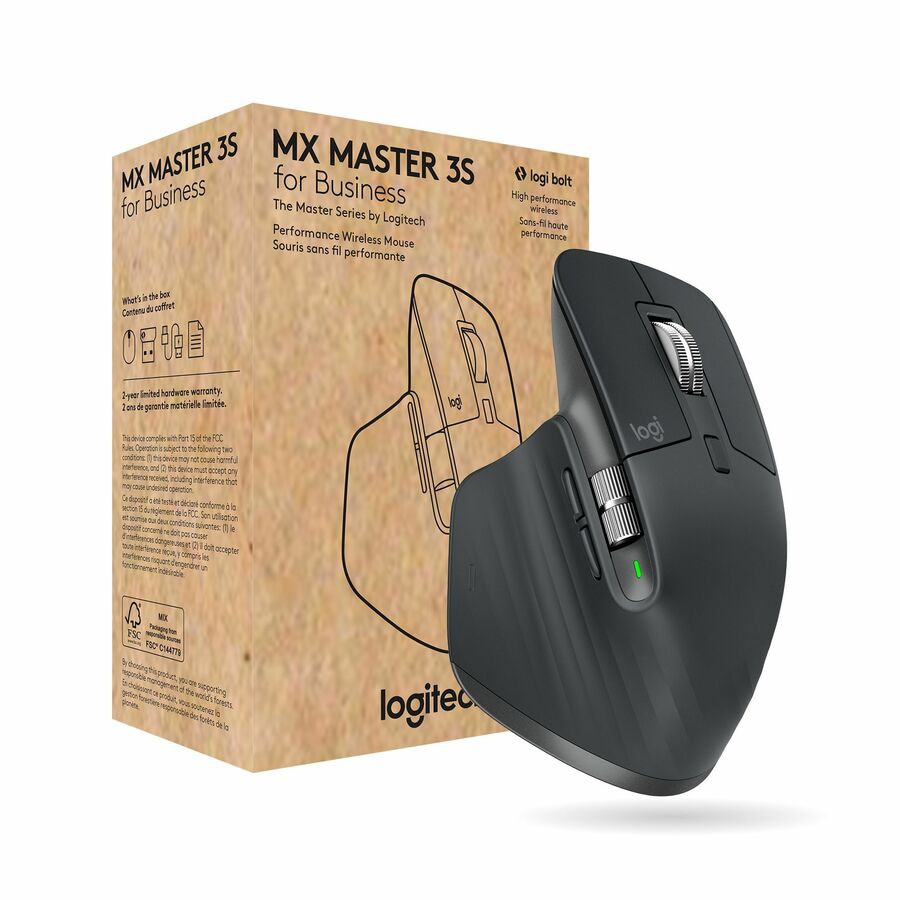 Thumbnail 2 of 11 for Logitech MX Master 3S for Business, Wireless Mouse with Quiet Clicks, 8K DPI, Logi Bolt USB Receiver, Graphite