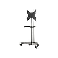 Tripp Lite Rolling TV Cart for 32-55in Displays Black Glass Base and Shelf