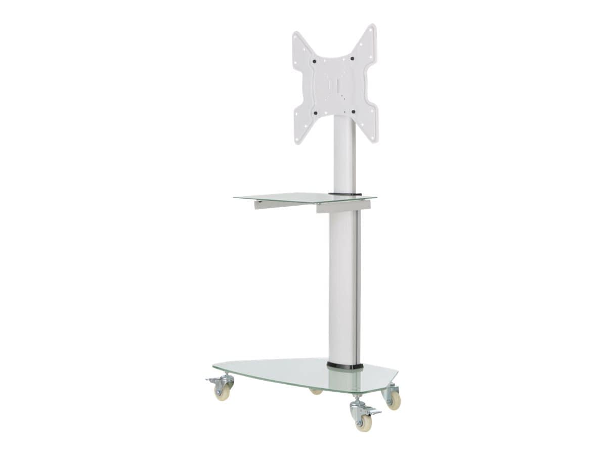 Tripp Lite Rolling TV Cart for 32in-55in Frosted Glass Base and Shelf White