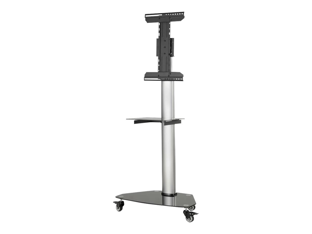 Tripp Lite Rolling TV Cart for 37-70in Displays Black Glass Base and Shelf
