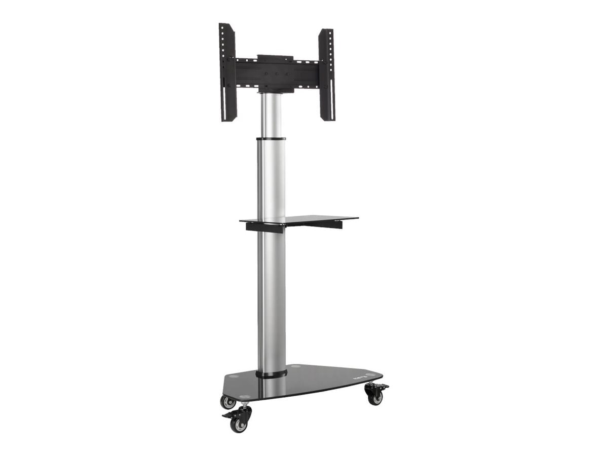 Tripp Lite Rolling TV Cart for 37-70in Displays Black Glass Base and Shelf