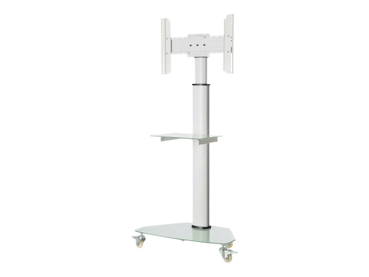 Eaton Tripp Lite Series Premier Rolling TV Cart for 37" to 70" Displays, Frosted Glass Base and Shelf, Locking Casters,