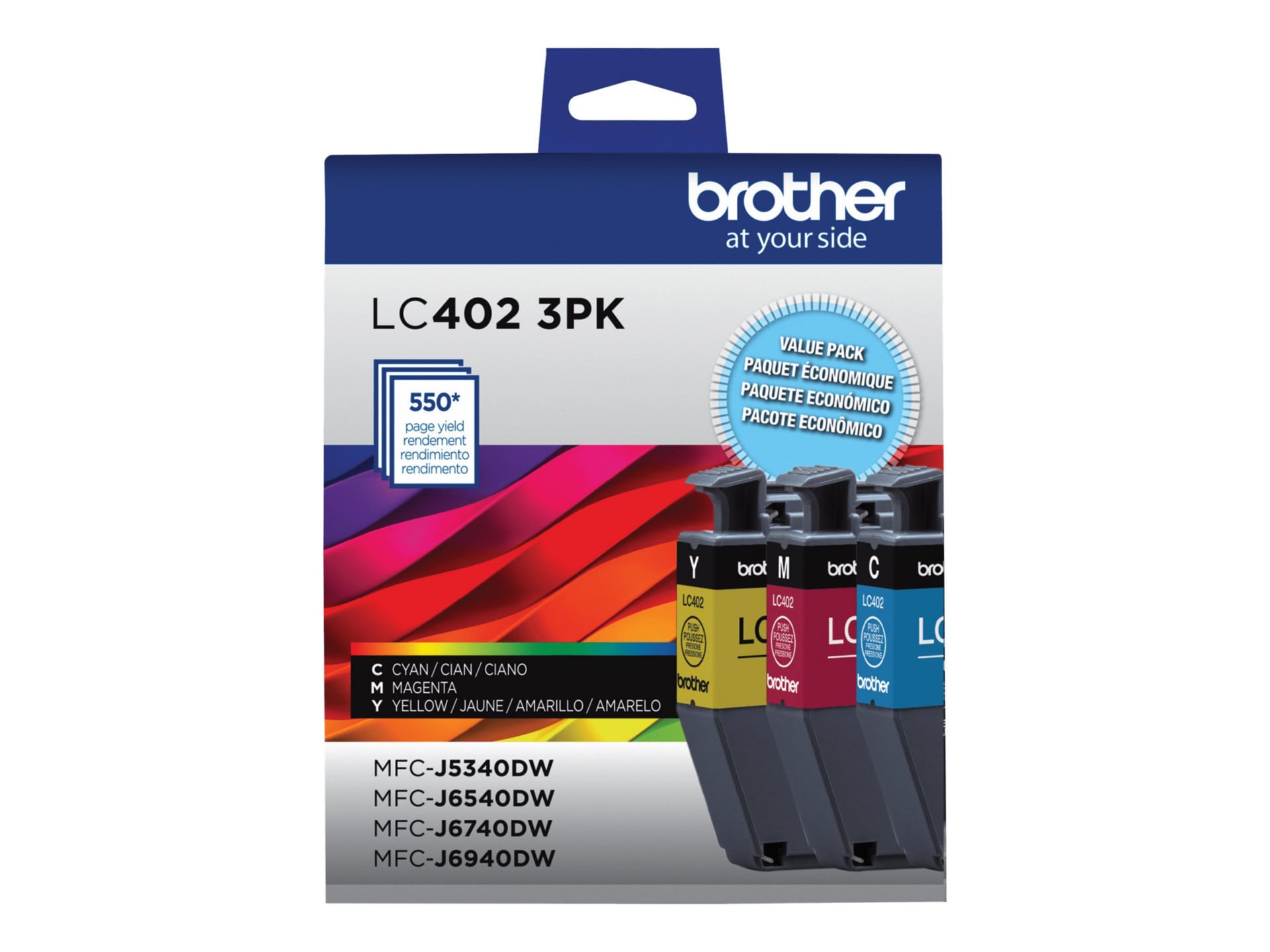 Brother LC402-3PK - 3-pack - yellow, cyan, magenta - original - ink cartrid