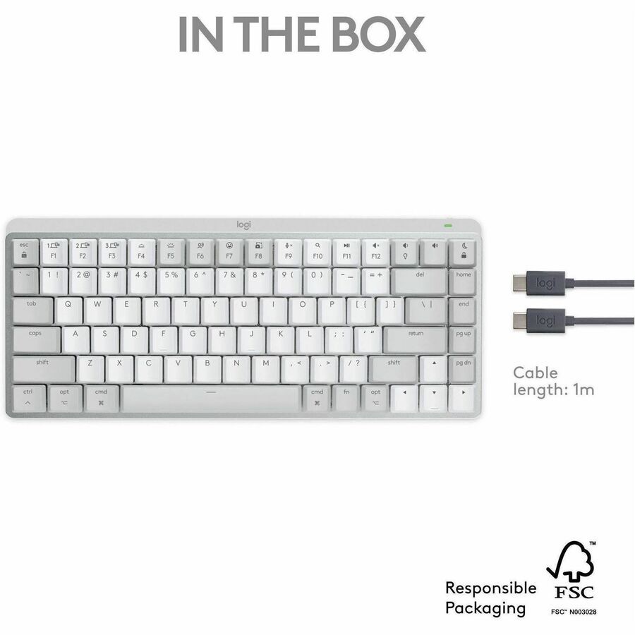 Thumbnail 4 of 11 for Logitech Master Series MX Mechanical Mini for Mac Wireless Illuminated Keyboard - Pale Gray - keyboard - QWERTY - US