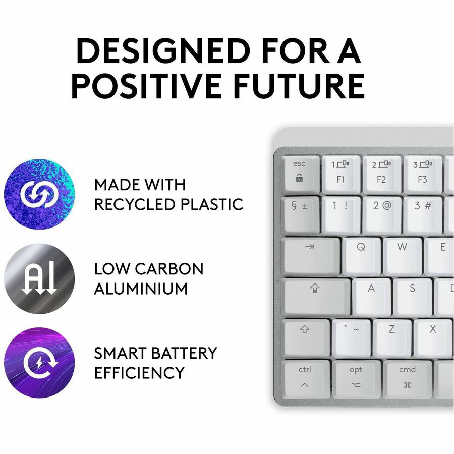 Thumbnail 6 of 11 for Logitech Master Series MX Mechanical Mini for Mac Wireless Illuminated Keyboard - Pale Gray - keyboard - QWERTY - US