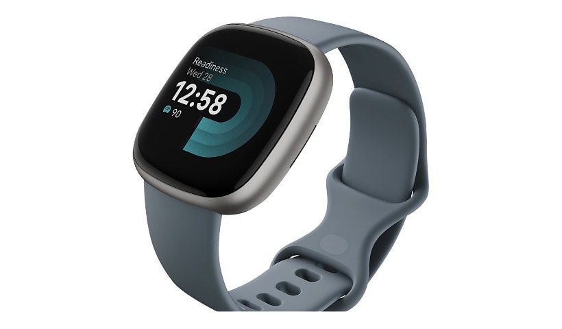 Fitbit Versa 4 - platinum aluminum - smart watch with infinity band - waterfall blue