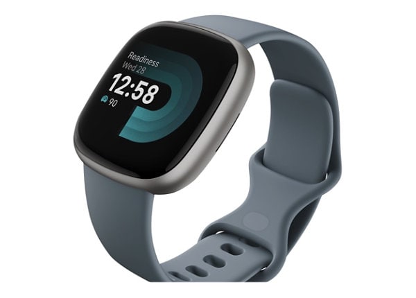 Fitbit Versa Smartwatch Platinum Aluminum Case with S/L Waterfall Blue  Infinity Band FB523SRAGUS Smartwatches