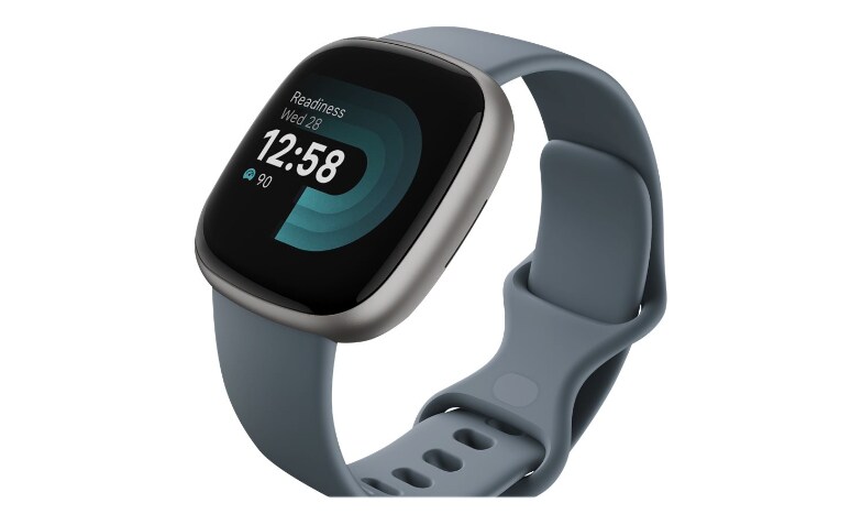 Fitbit Versa 4 - Smartwatch - Platinum Aluminum Case with S/L Waterfall  Blue Infinity Band - FB523SRAGUS - Smartwatches 