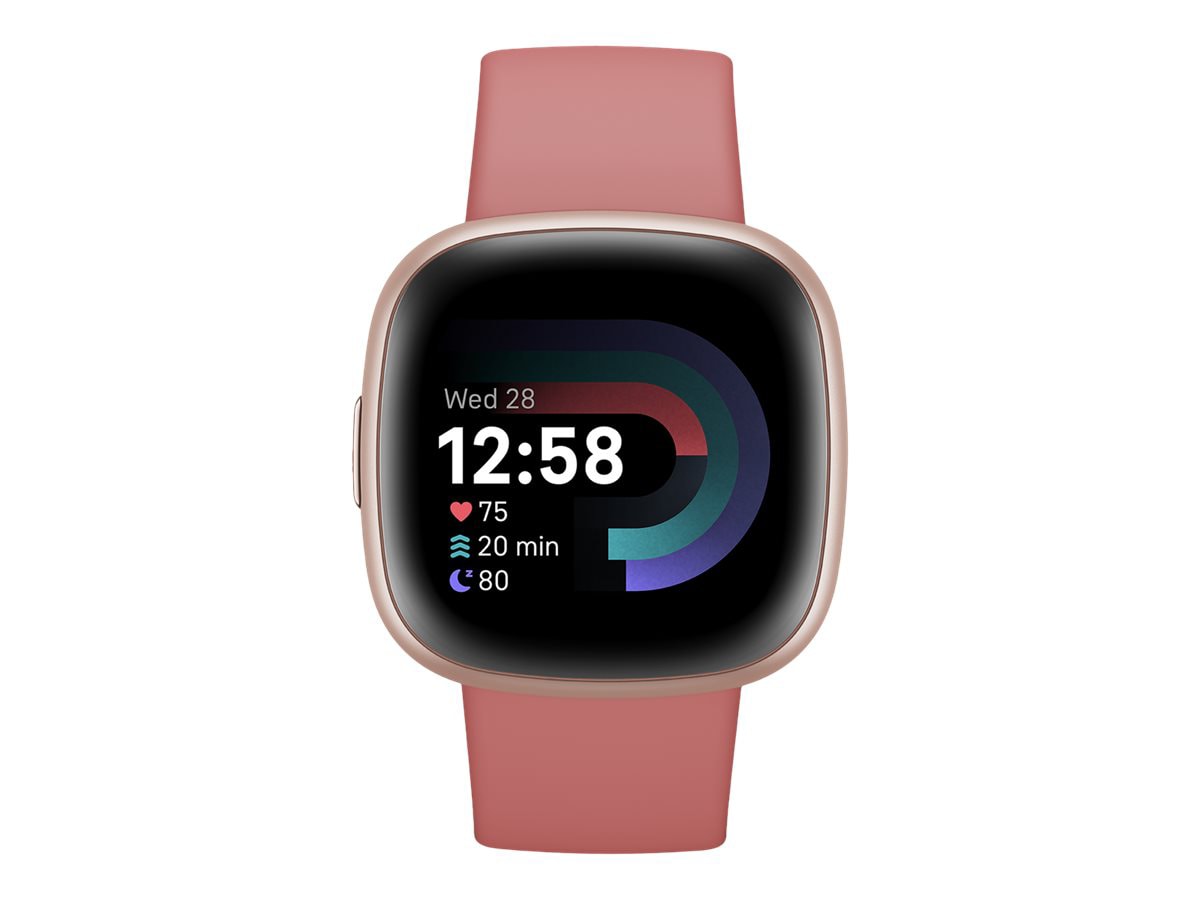 Fitbit Versa 4 Smartwatch - Copper Rose Aluminum Case w Pink Sand Band