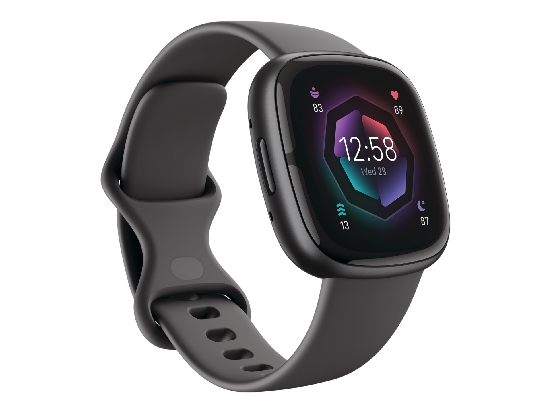Thumbnail 2 of 11 for Fitbit Sense 2 - Smartwatch - Graphite Aluminum Case with S/L Shadow Gray Infinity Band