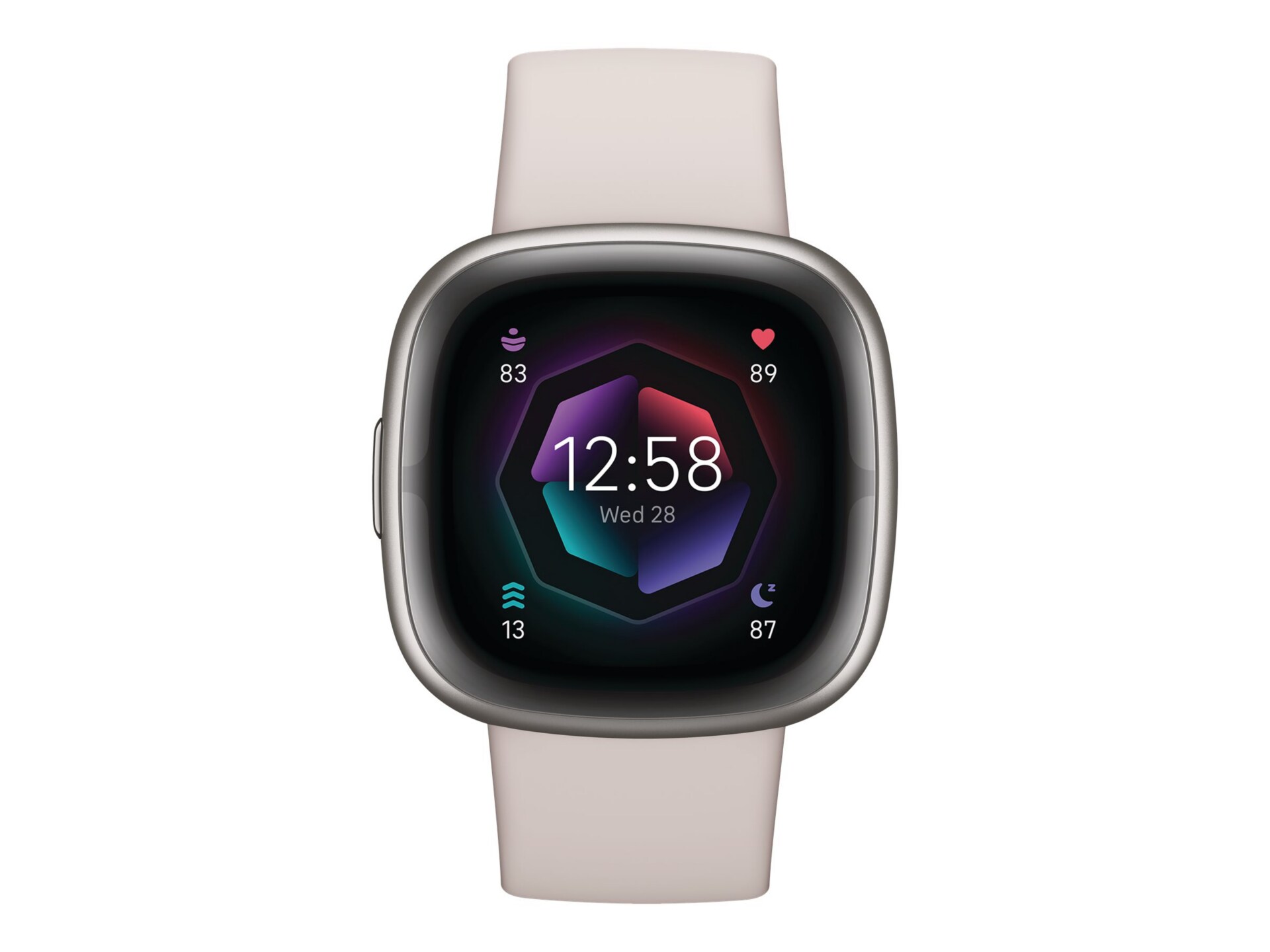Fitbit Sense 2 Smartwatch - Platinum Aluminum Case w Lunar White Band