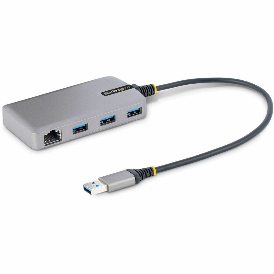 StarTech.com 3-Port USB Hub with Ethernet (RJ45) USB-A Ports GbE 5Gbps 1ft/30cm Cable Portable