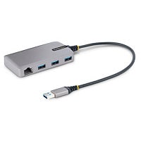 StarTech.com 3-Port USB Hub w/ Gigabit Ethernet Adapter, Portable, 3x USB-A