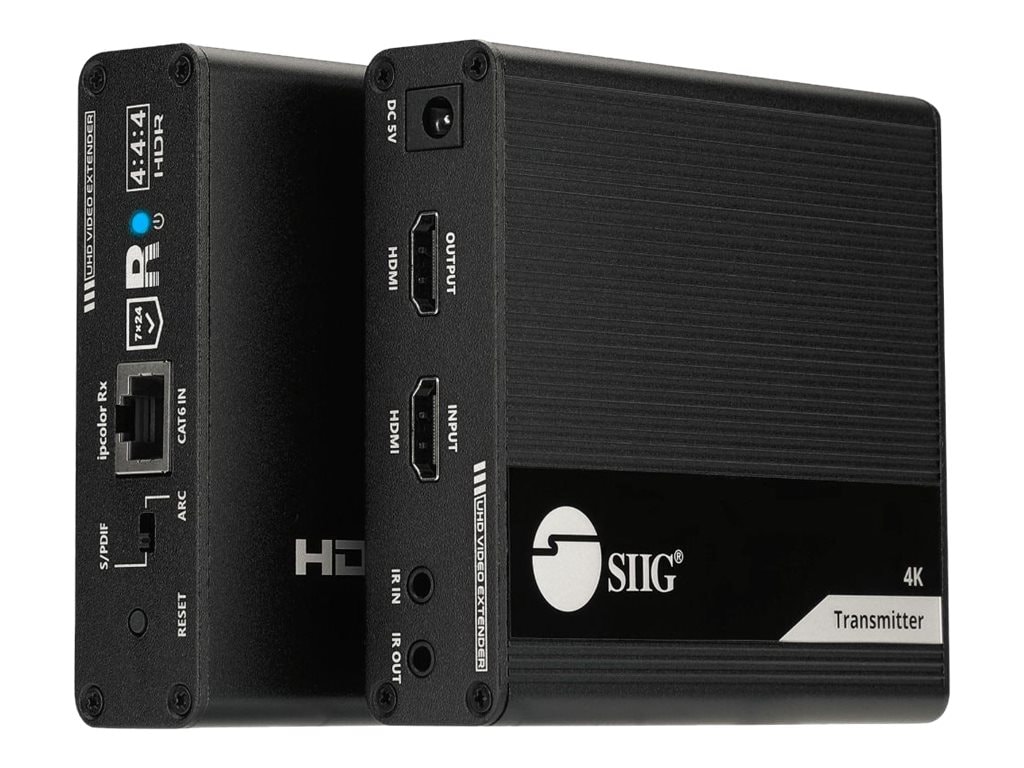 SIIG ipcolor 4K HDMI 2.0 Extender Daisy Chain Transmission Kit - transmitter and receiver - video/audio extender - HDMI