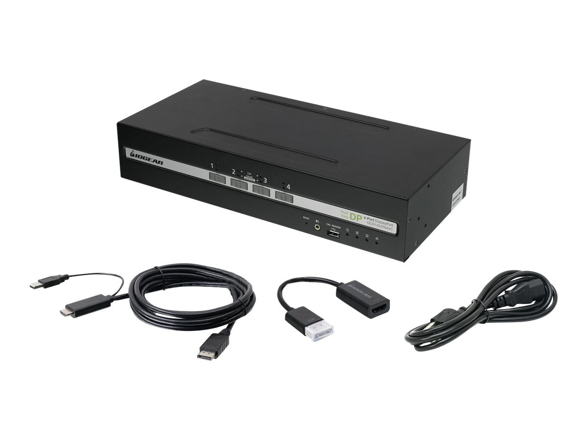 IOGEAR 4-Port Dual View DisplayPort/HDMI Secure KVM Switch w/Audio and CAC