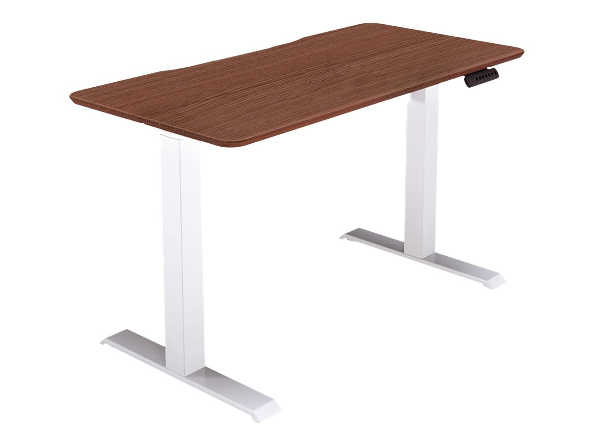 VARI Essential - sit/standing desk - rectangular with contoured side - hazel wood