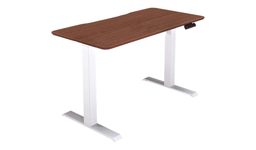 VARI Essential - sit/standing desk - rectangular with contoured side - hazel wood