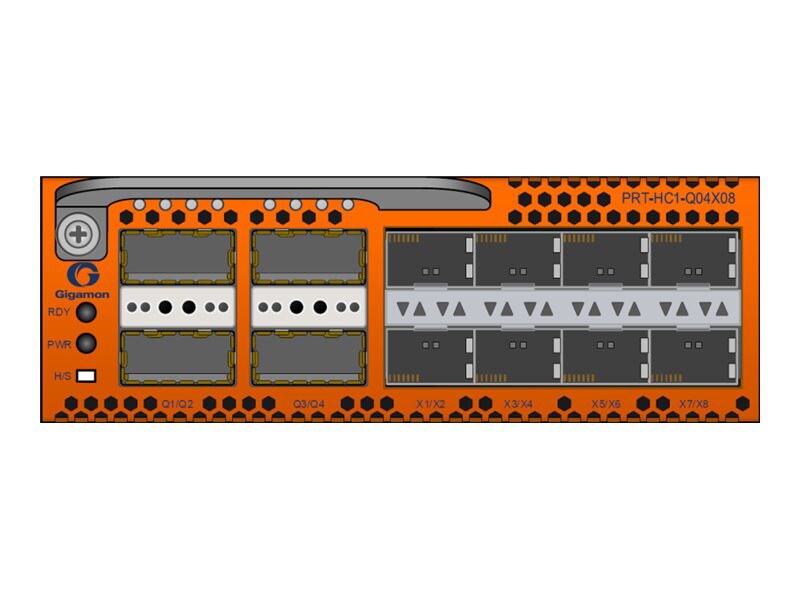 Gigamon PRT-HC1-Q04X08 - expansion module - 100 Gigabit QSFP28 / 40 Gigabit QSFP+ x 4 + Gigabit Ethernet SFP / 10