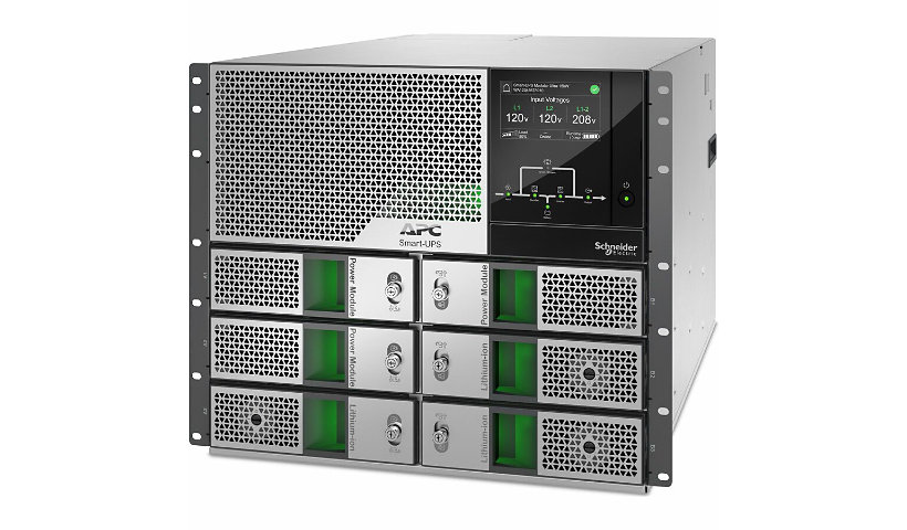 APC Smart-UPS Modular Ultra On-Line 15kW 9U Rackmount Scalable to 15kW N+1 208/240V Touchscreen Network Management Card