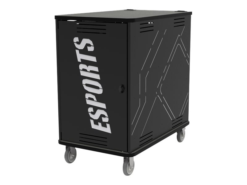 Spectrum Alliance24 cart - for 24 notebooks / 24 headphones / mice - esports, gaming - black metal, white laminate