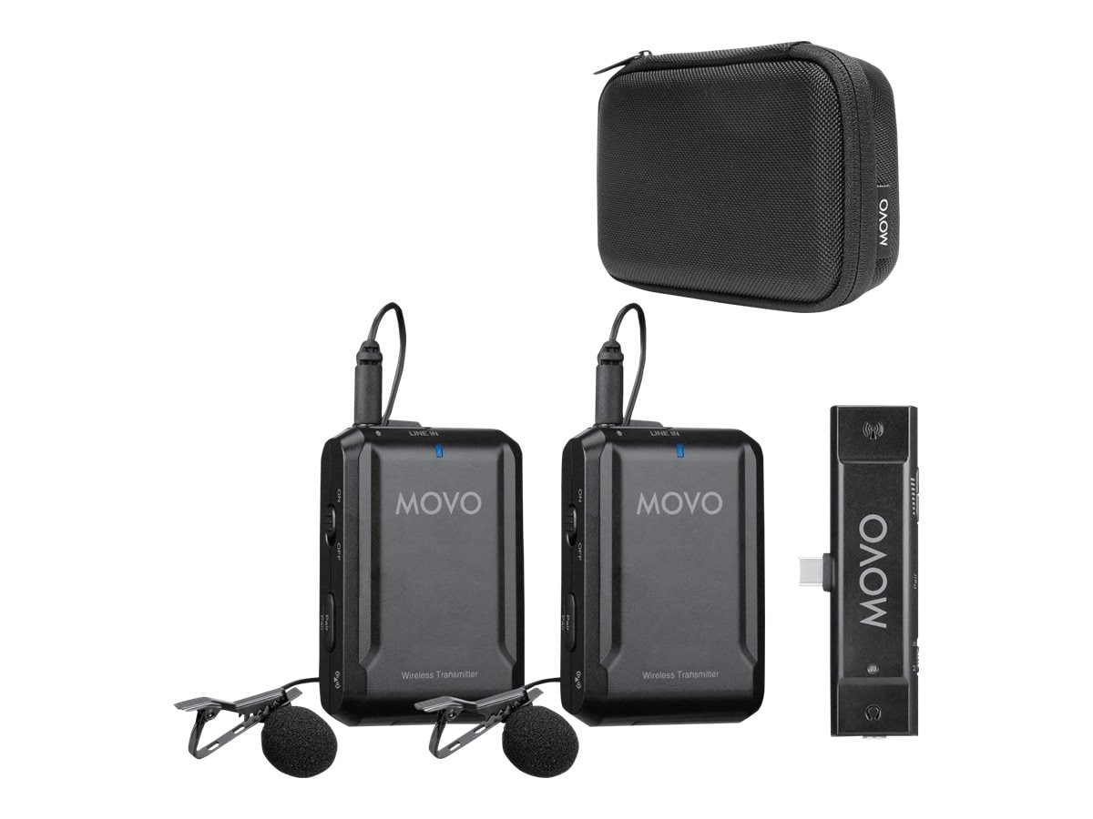 Movo 2:1 Wireless USB-C Lavalier Microphone System