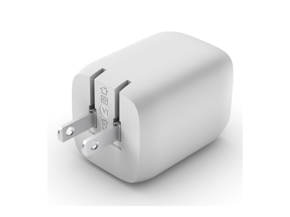 Thumbnail 4 of 13 for Belkin 65W Portable Dual-Port GaN Wall Charger - 2xUSB-C (45W + 20W) - Power Adapter - White