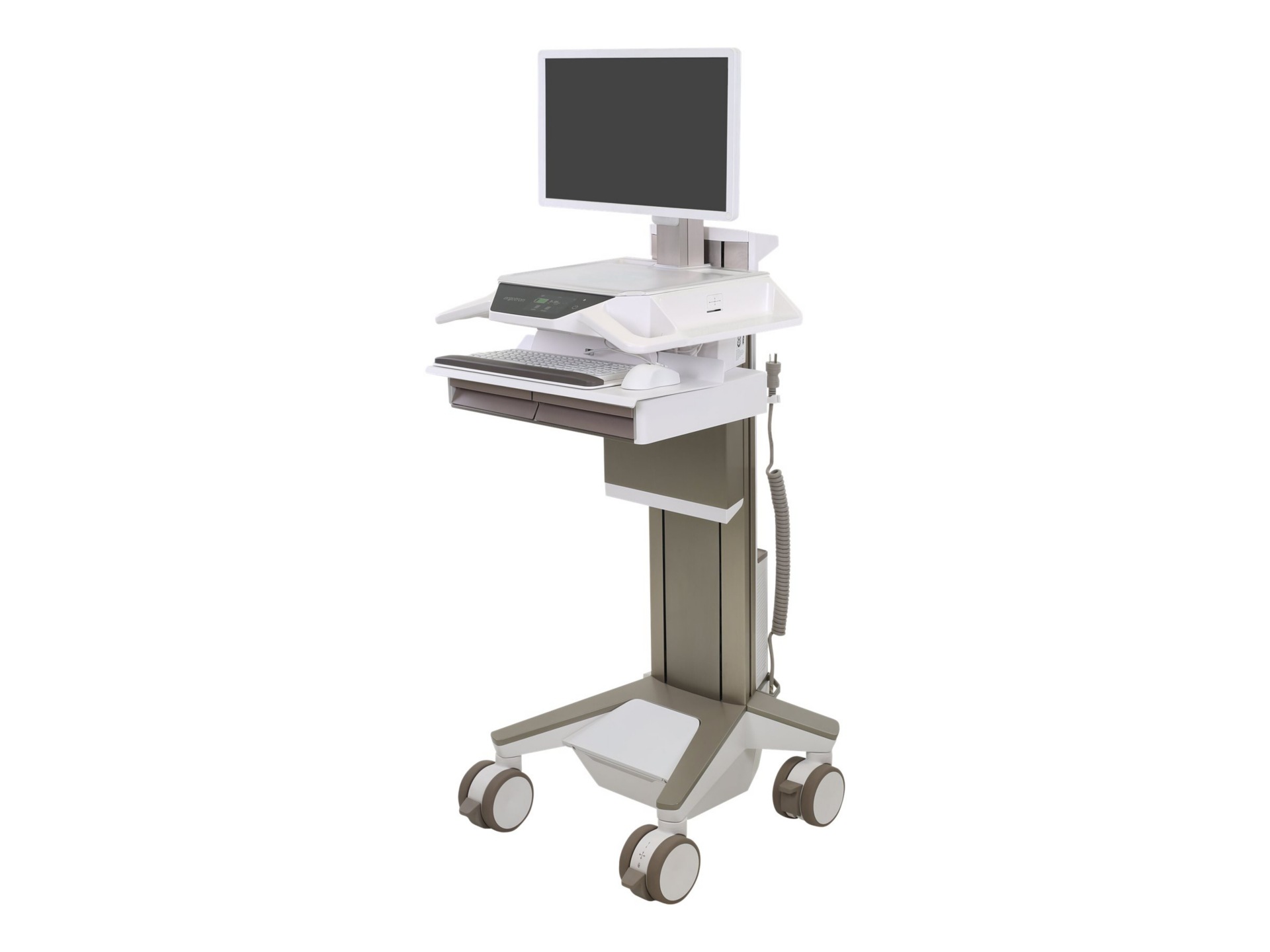 Ergotron CareFit Pro chariot - Electric Lift - pour écran LCD/clavier/souris/processeur - blanc, gris chaleureux - Conformité TAA